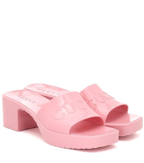 gucci logo rubber platform sandals|gucci sandals.